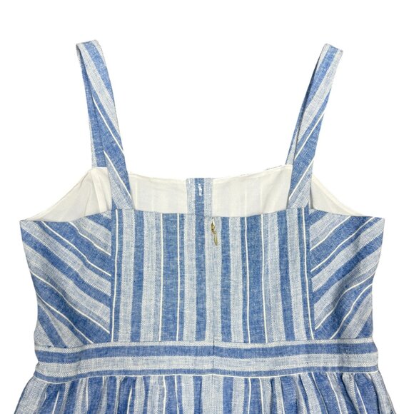 NWOT Women's DRAPER‎ JAMES Striped Linen Blue Apron Midi Dress | Size 12 - Picture 7 of 13